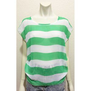 A'Gaci Small Sheer Green and White Striped Top